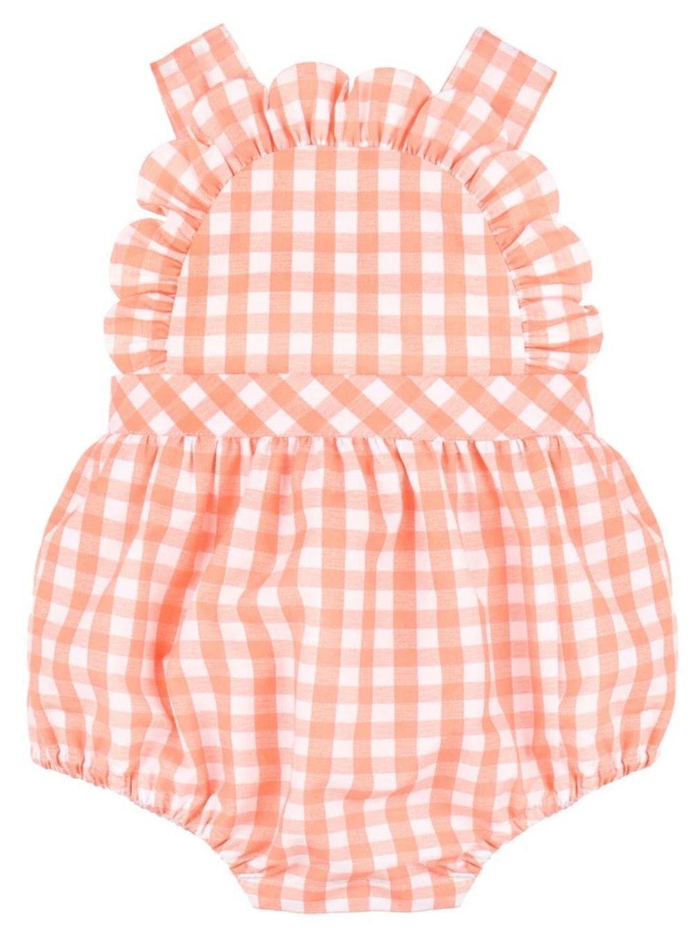 New SOPHIE & LUCAS
ORANGE CLASSIC GINGHAM RUFFLE SUNSUIT Peach